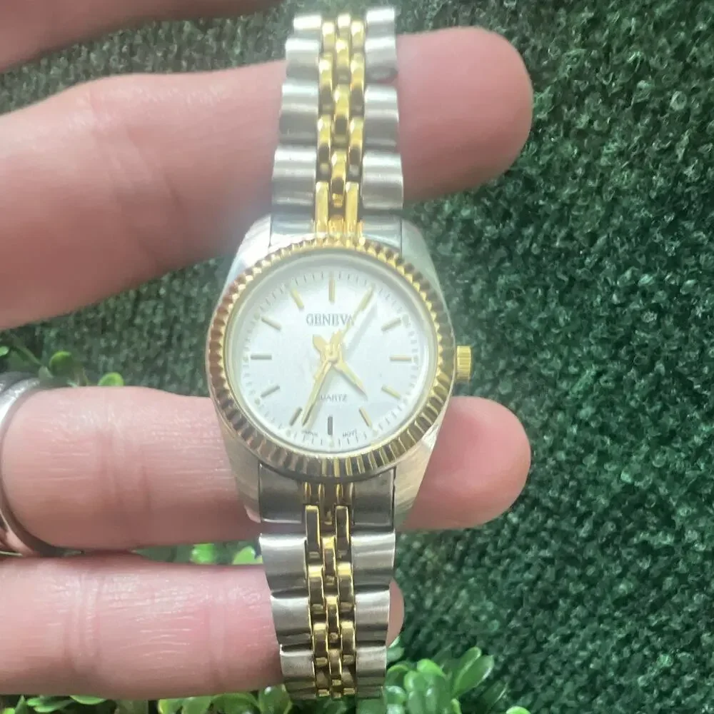 Geneva Women’s Quartz Analog Watch Silver Dial Two-Tone Steel Bracelet